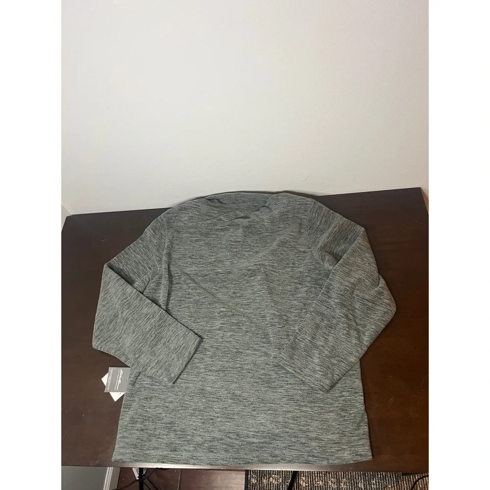 Eddie Bauer Mens Fleece Quarter Zip Pullover Charcoal Heather Grey EM32LK109